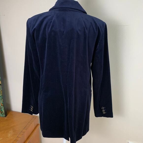 Talbots Size 12P/12 2-Piece Pant Suit w/ Blazer Jacket Midnight Blue Velvet - Picture 4 of 13